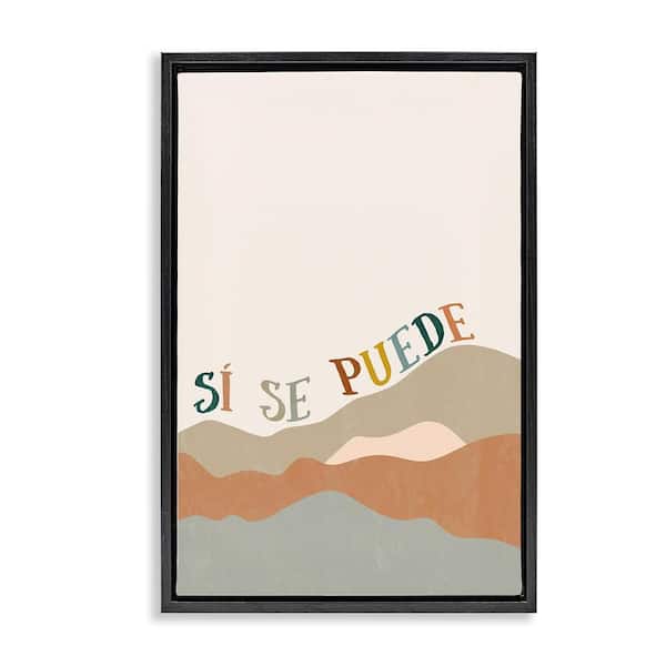 Stupell Industries Yes You Can Mountains by Anna Quach Black Floater Frame Typography Graphic Art Print 25 in. x 17 in.
