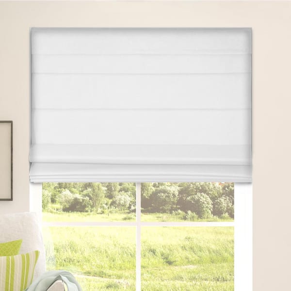 White Cordless Bottom Up Room Darkening Fabric Roman Shade 30.5 in. W x 60 in. L (Actual Size)