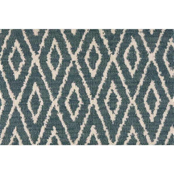 Natural Harmony Diamond Back Teal Custom Area Rug with Pad