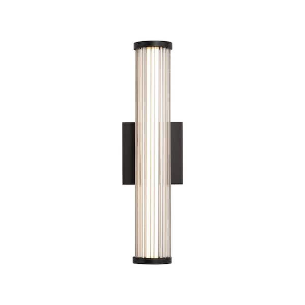 Rodara 24 in. Matte Black Outdoor Hardwired Wall Sconce with LED Bulbs Included