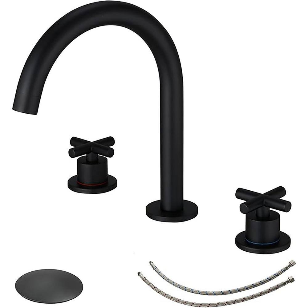 8 in. Widespread 3-Hole Dual Handles Bathroom Faucet with Pop-Up Drain in M