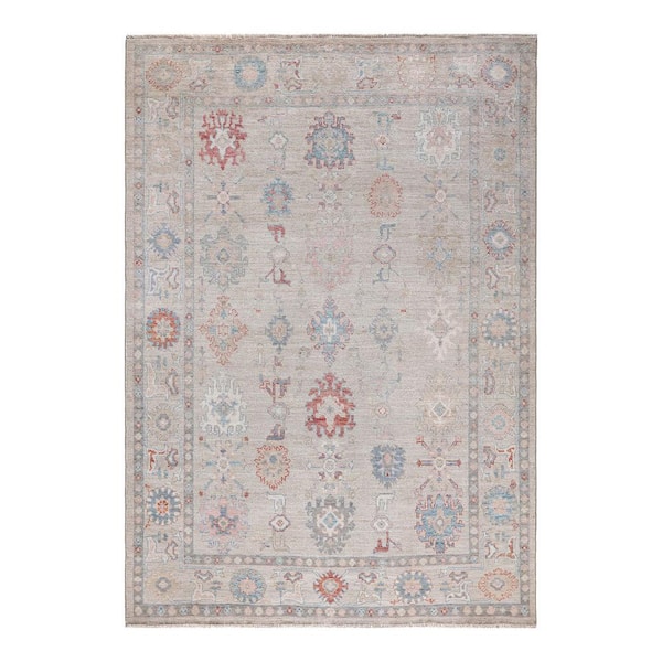 Solo Rugs Oushak One-of-a-Kind Traditional Ivory 6 ft. x 9 ft. Hand Knotted Tribal Area Rug