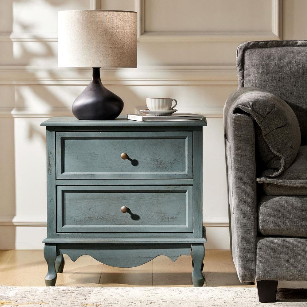 Elpenor 24"Wx16"Dx24"H Tall 2 - Drawer Walnut Nightstand