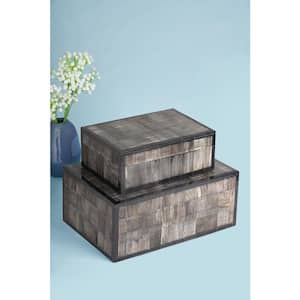 Brown Bermuda Horn Decorative Boxes (Set of 2)