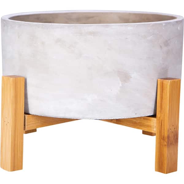 Unbranded 8.5 in. Concrete Elevate Low Cylinder Planter