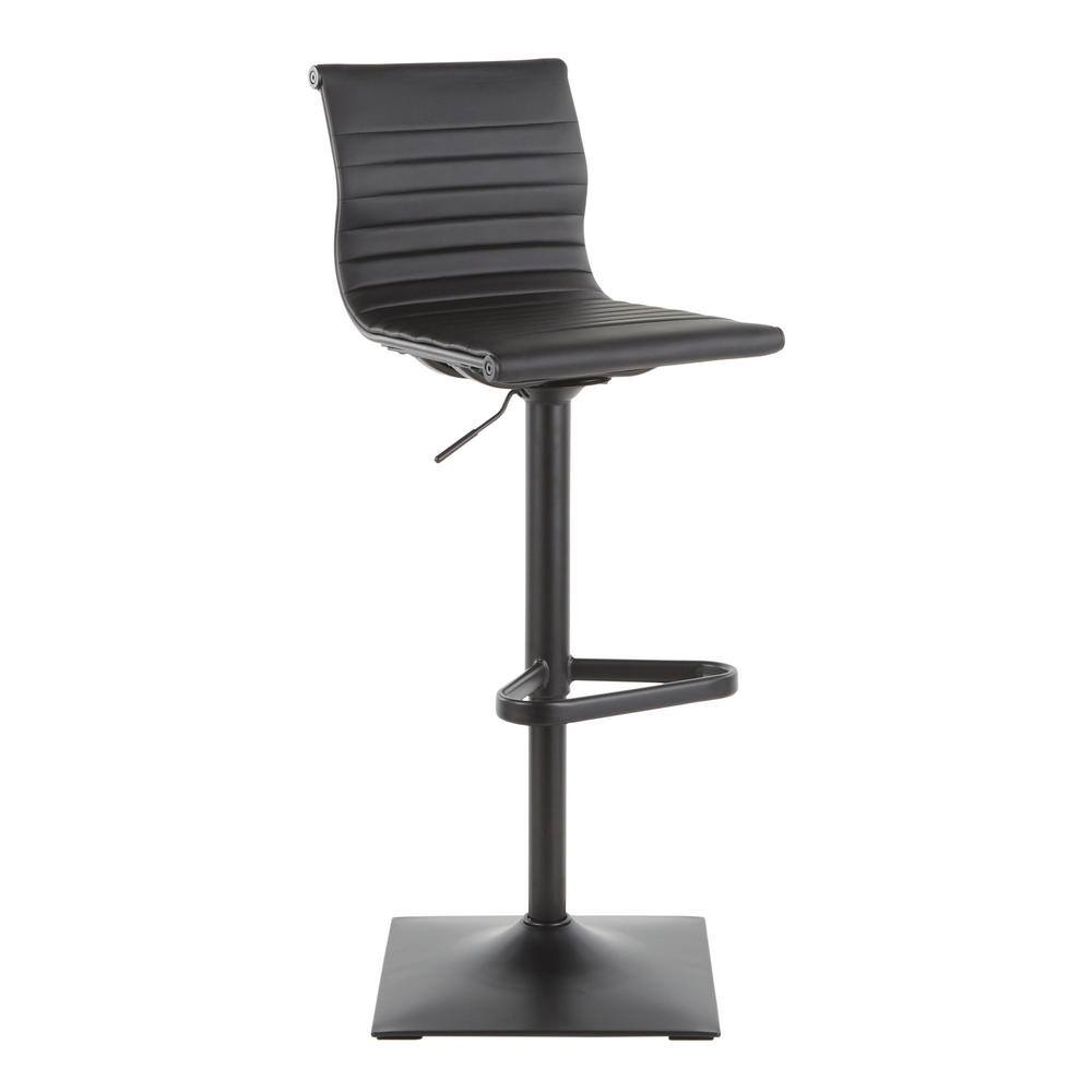 Lumisource Masters Adjustable Bar Stool in Black Faux Leather and Black