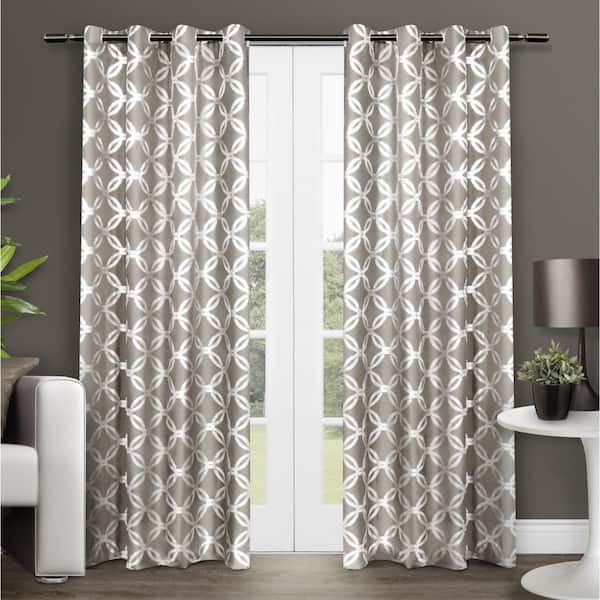 EXCLUSIVE HOME Modo Natural Ogee Light Filtering Grommet Top Curtain, 54 in. W x 96 in. L (Set of 2)