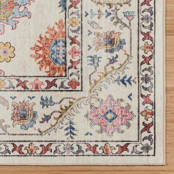 Cullen Cream Multi 8 ft. x 10 ft. Crystal Print Polyester Digital Printed Area Rug