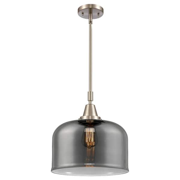 Bell 100-Watt 1-Light Brushed Satin Nickel Standard Mini Pendant Light Smoked Glass Shade