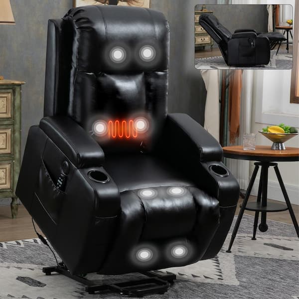 J&E Home Motor Power Leather Lift Massage Recliner Chair with