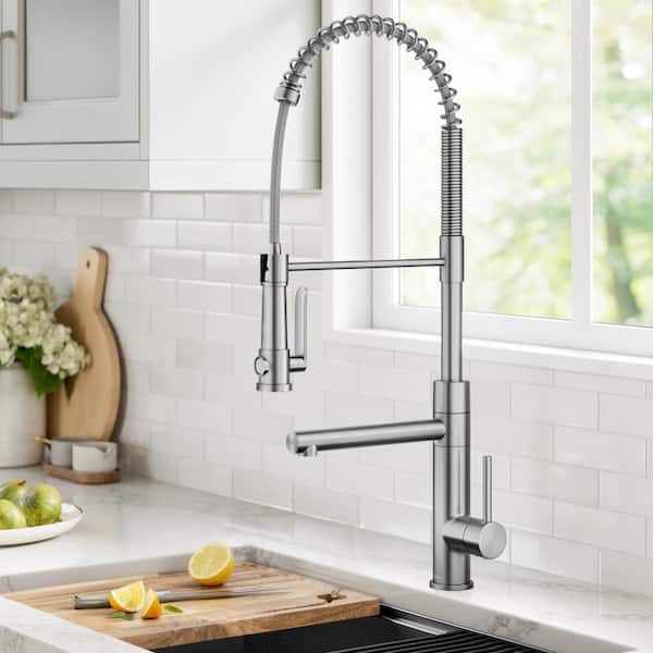 Artec Pro Commercial Style Single Handle Pull Down Kitchen Faucet with Pot Filler in Spot-Free Stainless Steel