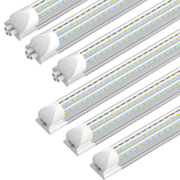 4 ft. 48-Watt Integrated LED Clear Cover Linkable D-Shape White Shop Light for Garage Workshop Warehouse (6-Pack)