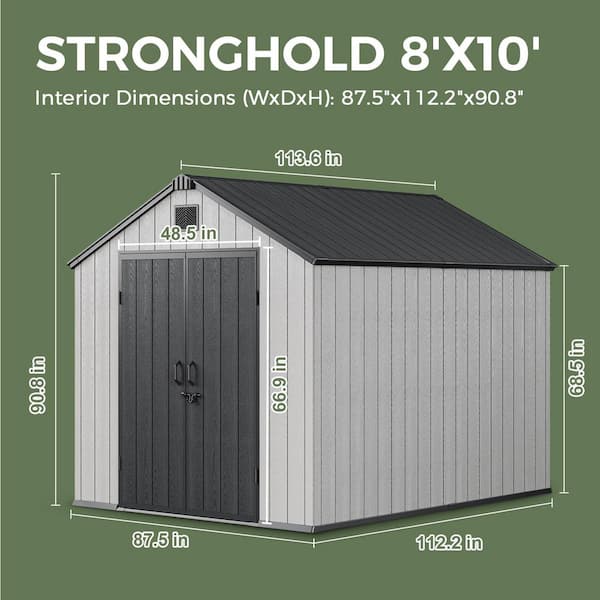 Epicpoplar 8 ft. W x 10 ft. D Resin Outdoor Storage Shed with