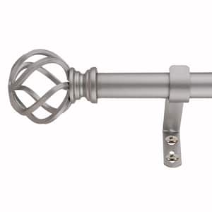 Cage 36 in. - 72 in. Adjustable Curtain Rod 1 in. in Antique Silver with Finial