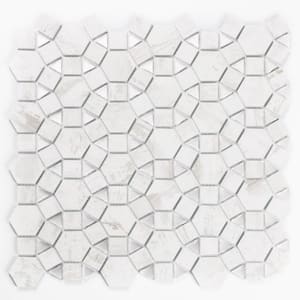 French Country Birch Cobblestone Mosaic 12 in. x 12 in. Wood Look Glass Decorative Wall Tile (10 sq. ft./Case)