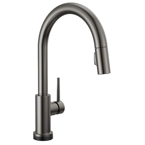 Delta Trinsic VoiceIQ Touch2O with Touchless Technology Single Handle Pull Down Sprayer Kitchen Faucet in Black Stainless