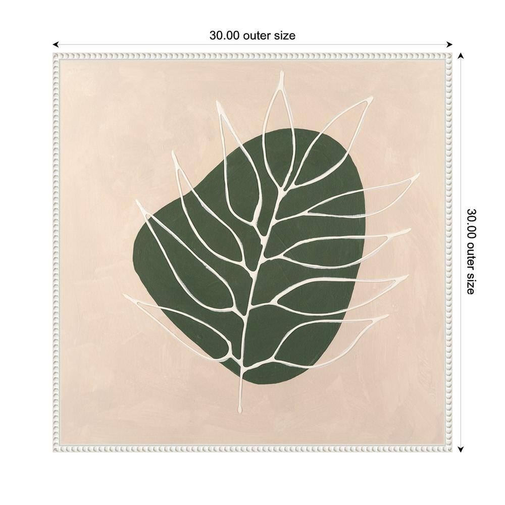 Peace Offering IV Green Leaf Abstract Canvas Wall Art with White Floater Frame