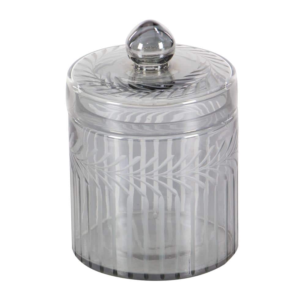 Elegant Gray Glass Handmade Decorative Jar Duo