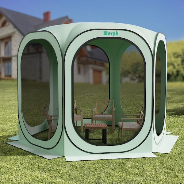 10 ft. x 10 ft. Green Portable Canopy Tent with Mesh Mosquito Net, Screen House Room Camping Canopy Shade Tent