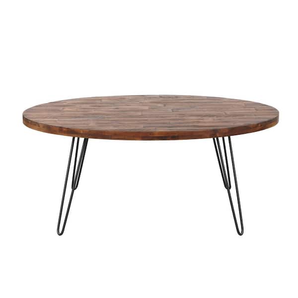 Crawford & Burke Novato 44 in. Dark Brown Oval Acacia Wood Cocktail Coffee Table