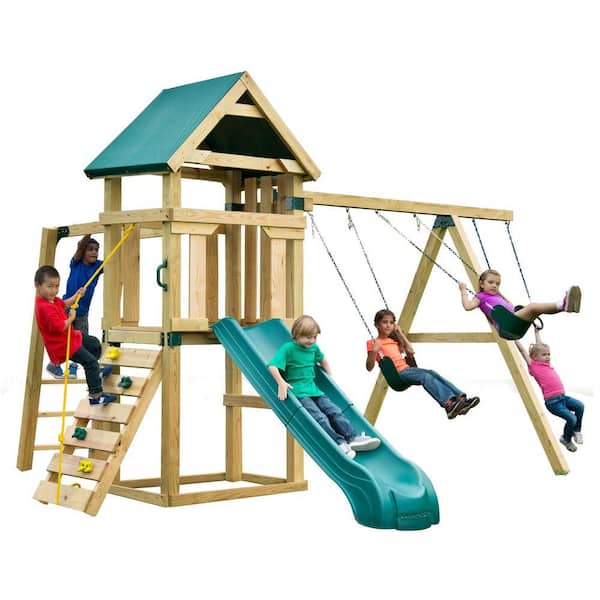 Swing-N-Slide Playsets Hawk's Nest Swing Set with Summit Slide