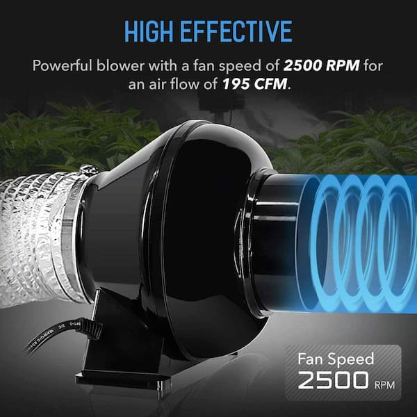 Tileon iPower 4 Inch 195 CFM Duct Inline Ventilation Fan, Air
