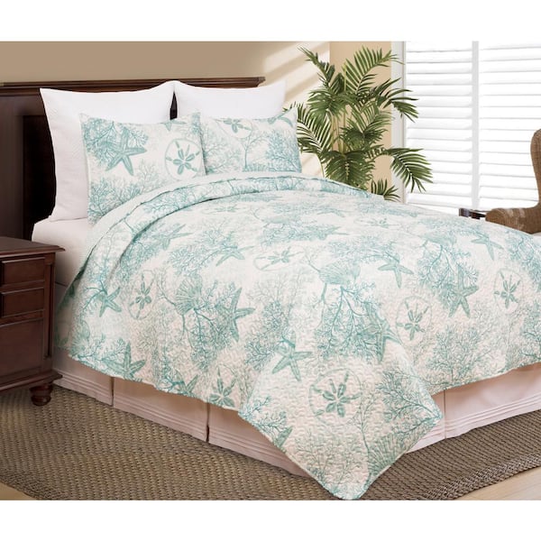 C&F Home Ocean Treasures Coastal 2-Piece Blue Polyester Twin Quilt Set