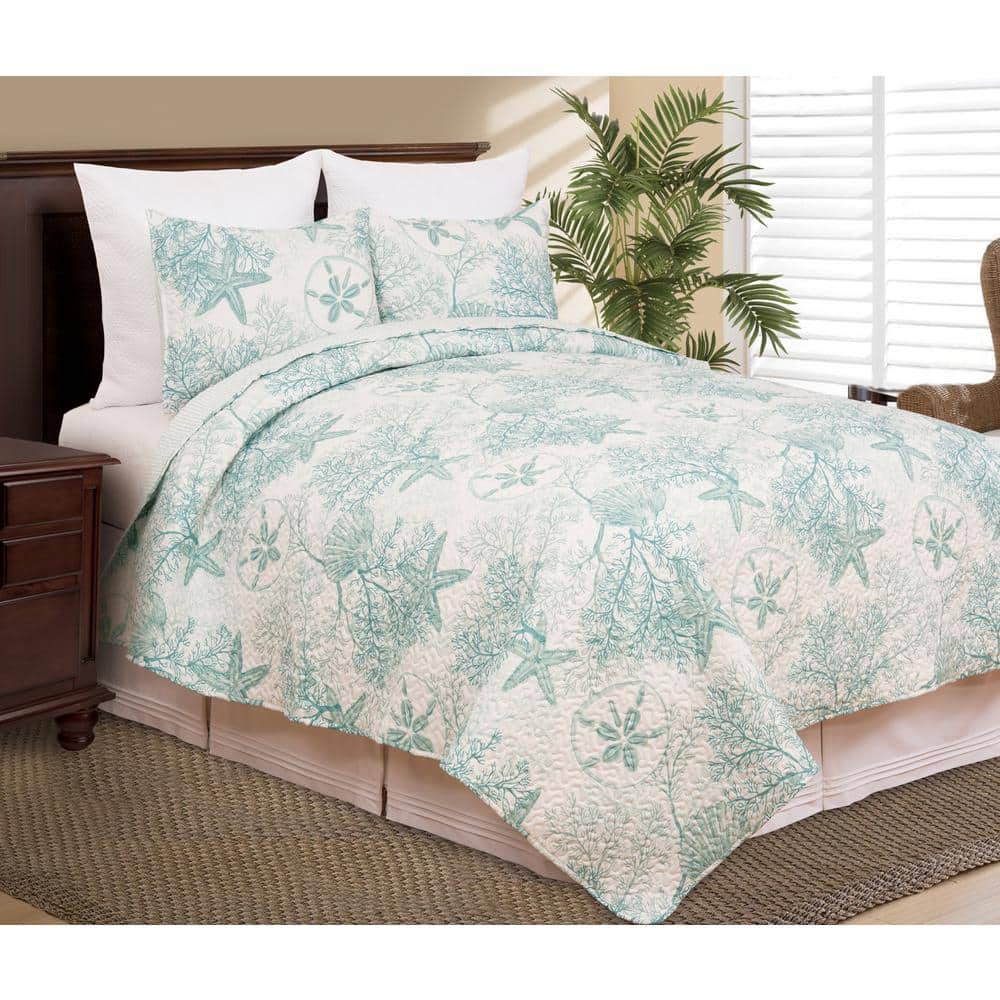 UPC 008246557258 product image for Ocean Treasures Coastal 3-Piece Blue Polyester King Quilt Set | upcitemdb.com