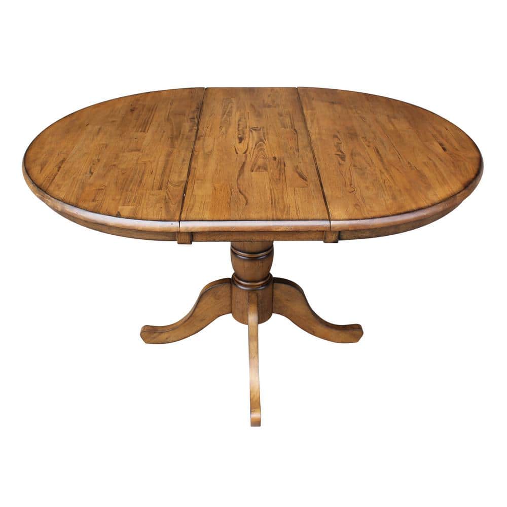 Pecan Round Extendable Wood Counter Height Table