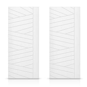 48 in. x 80 in. Hollow Core White Painted Composite MDF Interior Double Closet Sliding Doors