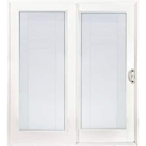 72 in. x 80 in. Smooth White Right-Hand Composite Sliding Patio Door with Low-E Built in Blinds