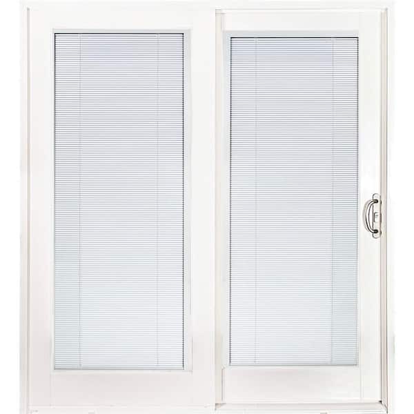MP Doors 72 in. x 80 in. Woodgrain Interior and Smooth White Right-Hand Composite Sliding Patio Door with Low-E Built in Blinds