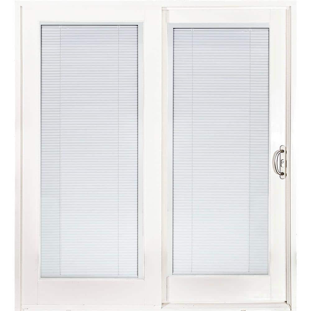 72 in. x 80 in. Woodgrain Interior, Smooth White Exterior Right Composite PG50 Sliding Patio Door, Low-E Built in Blinds price history on PriceWatchPro