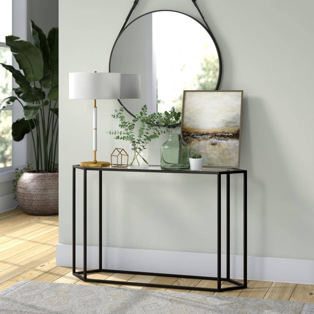 Blackened Bronze Hexagonal Glass Hallway Table