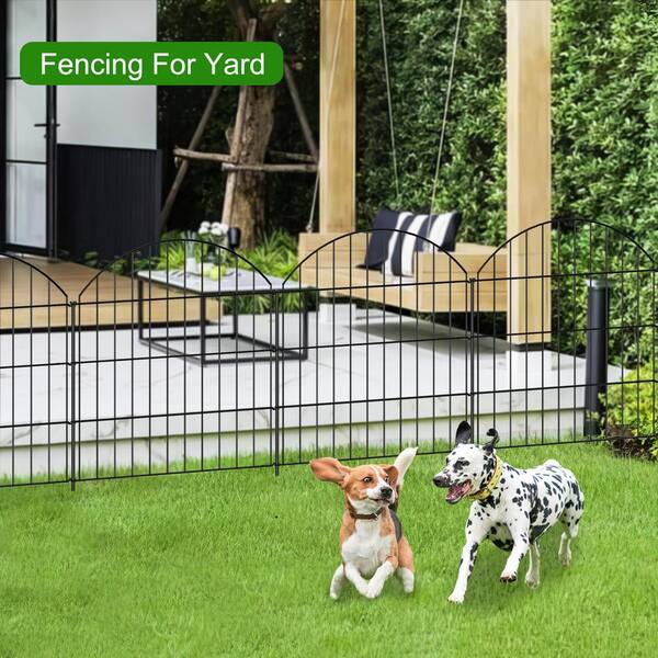 Angel Sar 28 in. x 11.7 ft. Black Metal Garden Fence, 5 Panels + 6 Stakes Rustproof Border Fence Animal Barrier