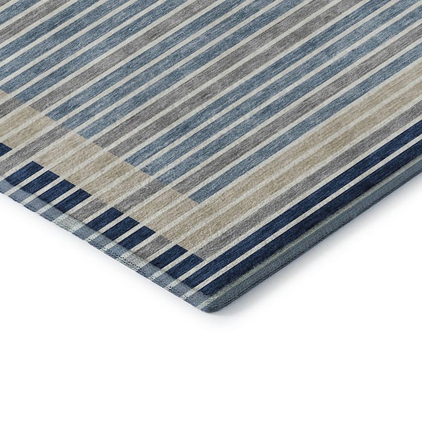Mayfield Premium Machine Washable Abstract AMF1398 Navy 5 ft. x 7 ft. 6 in. Area Rug