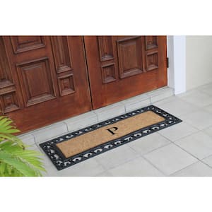 A1HC First Impression Myla 17.7 in. x 47.25 in. Monogrammed Rubber and Coir Monogrammed P Door Mat