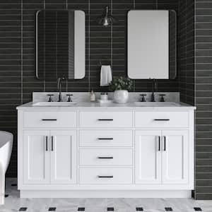 Hepburn 67 in. W x 22 in. D x 35.25 in. H Double Freestanding Bath Vanity in White with Carrara White Marble Top