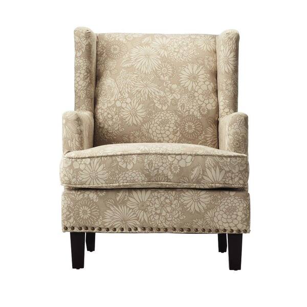Unbranded Vincent Oat Fabric Wing Back Arm Chair