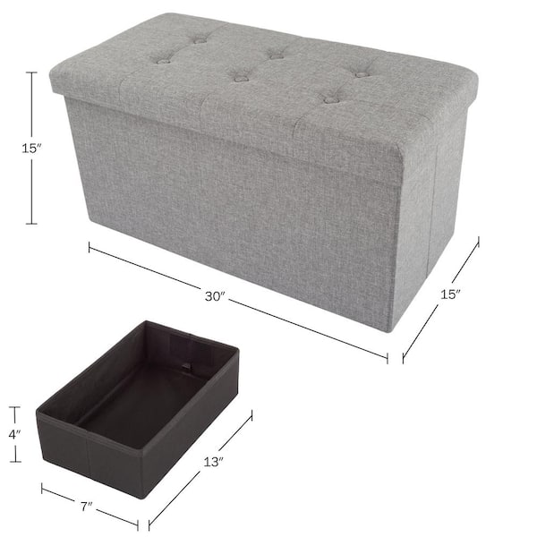 Collapsible storage ottoman bench with seat back sales