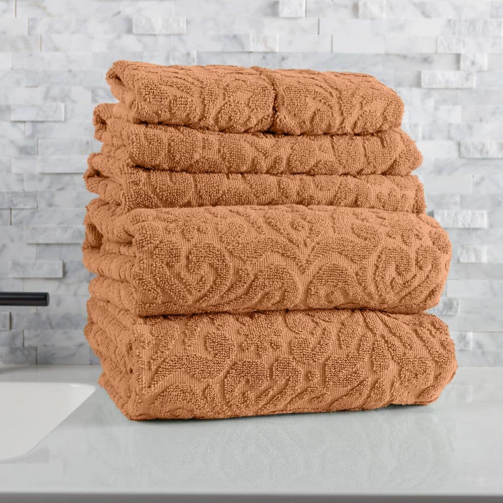 Lavish Home 6Pc Combed Cotton Bath Towel Set with 2 Bath Sheets, 2