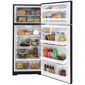 28 in. 18 cu. ft. Top Freezer Refrigerator in Black with LED Light Type