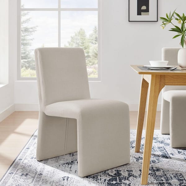 Emory Fabric Slipper Dining Chair in Salt