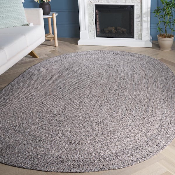 SAFAVIEH Braided Ivory Steel Gray 6 ft. x 9 ft. Solid Oval Area Rug  BRD256A-6OV - The Home Depot