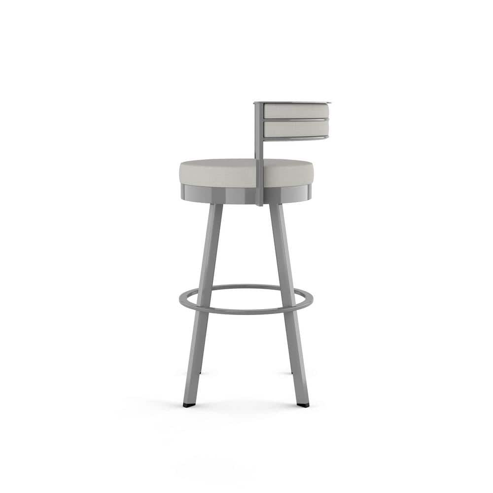 Light Gray Swivel Bar Stool with Metal Frame