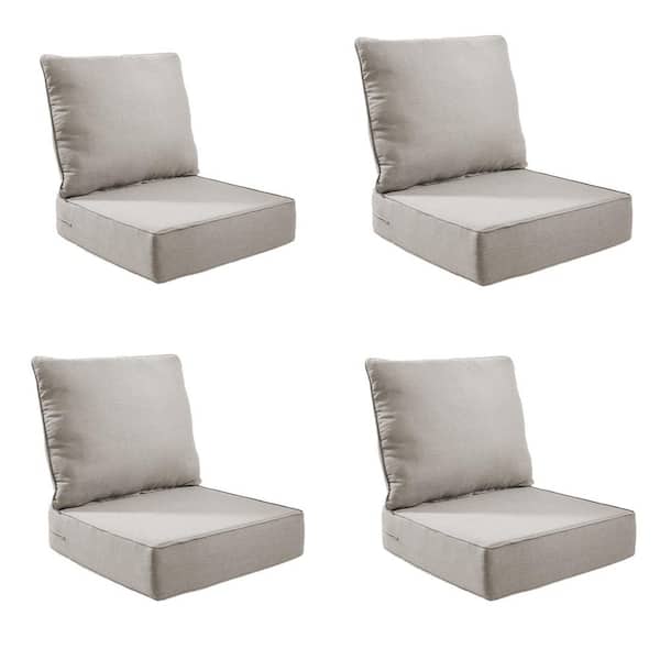 Modern 24 in. x 24 in. x 6 in. 8-Piece Deep Seating Outdoor Lounge Chair Thick Cushion Set in Beige (4-Set)
