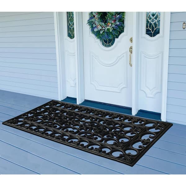 Rubber doormat Indoor outdoor rubber mat Flower rubber back door rugs Entry  rug