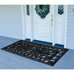 A1HC Scrollwork Beautifully Hand Finished for Indoor/Outdoor Use Black 24 in. x 48 in. Rubber Doormat