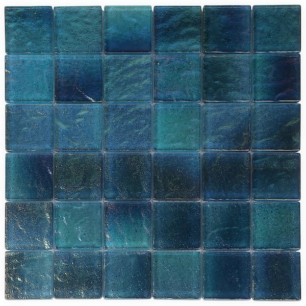Ivy Hill Tile Speckle Tropical Blue 3 in. x 0.31 in. Polished Glass Wall Tile Sample