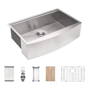 18 Gauge Stainless Steel Farmhouse Sink 30 in. Single Bowl Apron Front Workstation Kitchen Sink with Accessories